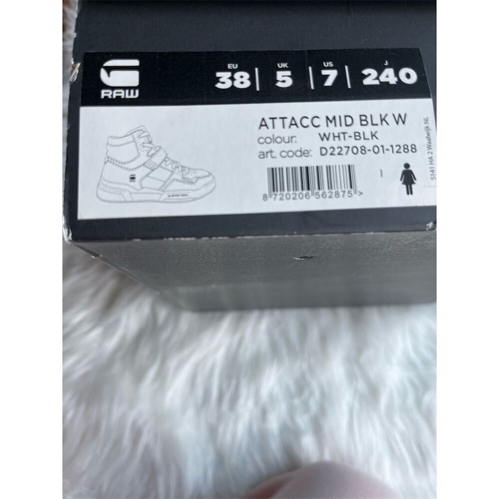🆕 G-STAR Raw Attac Women’s Mid Sneakers White/Black Size 7 US - Picture 10 of 11